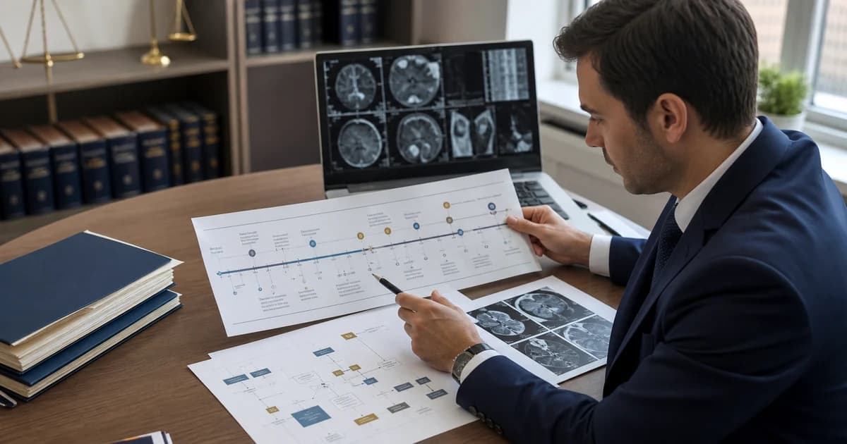 Prontuário e documentos sendo analisados para perícia em ação de erro médico