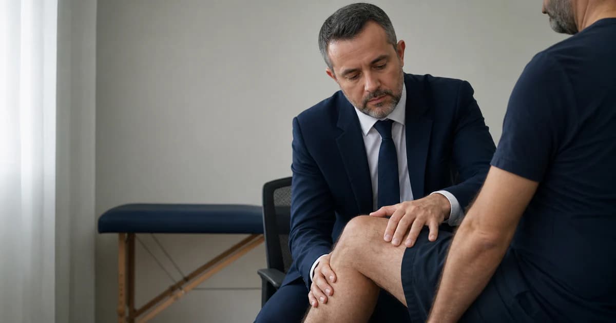 Médico perito judicial realizando exame imparcial