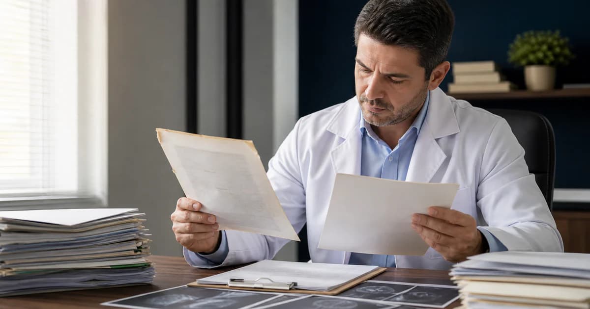 Comparação de laudos médicos recentes e antigos para perícia